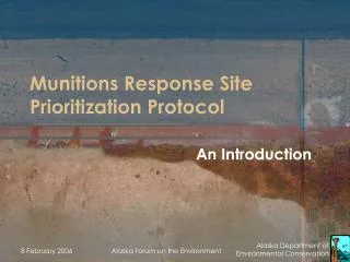 Munitions Response Site Prioritization Protocol