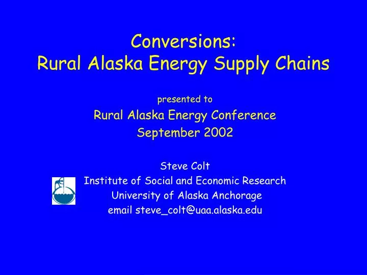 conversions rural alaska energy supply chains