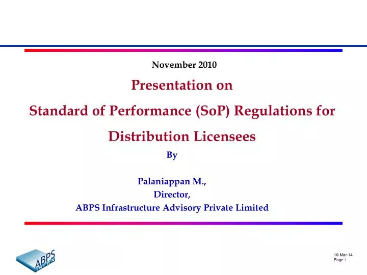 presentation on standard of performance sop regulations for distribution licensees