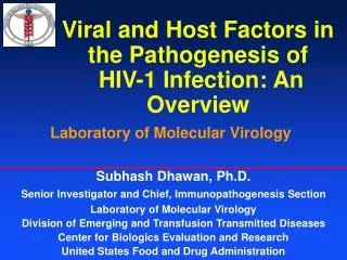 Viral and Host Factors in the Pathogenesis of HIV-1 Infection: An Overview