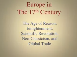 Europe in The 17 th Century