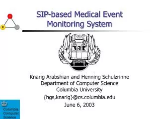 SIP-based Medical Event Monitoring System
