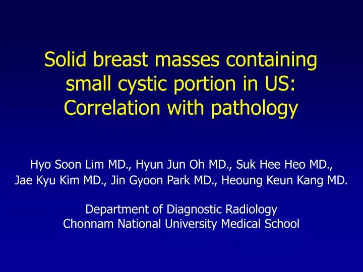 solid breast masses containing small cystic portion in us correlation with pathology