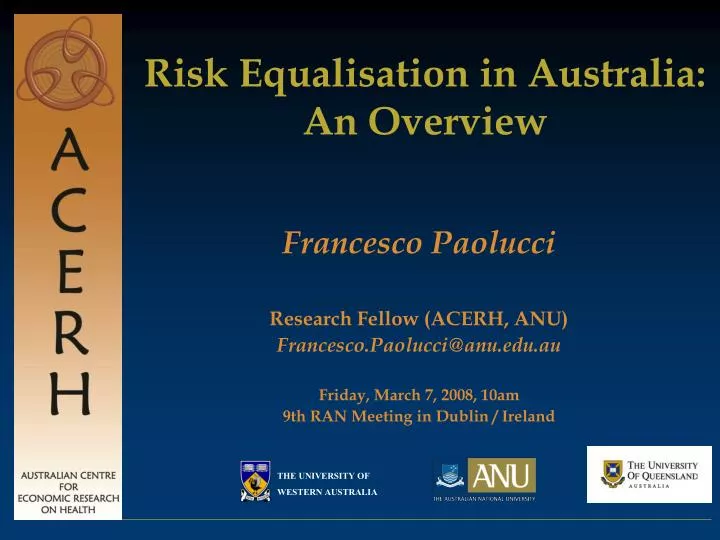 risk equalisation in australia an overview