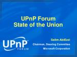 UPnP Forum State of the Union - slide 1