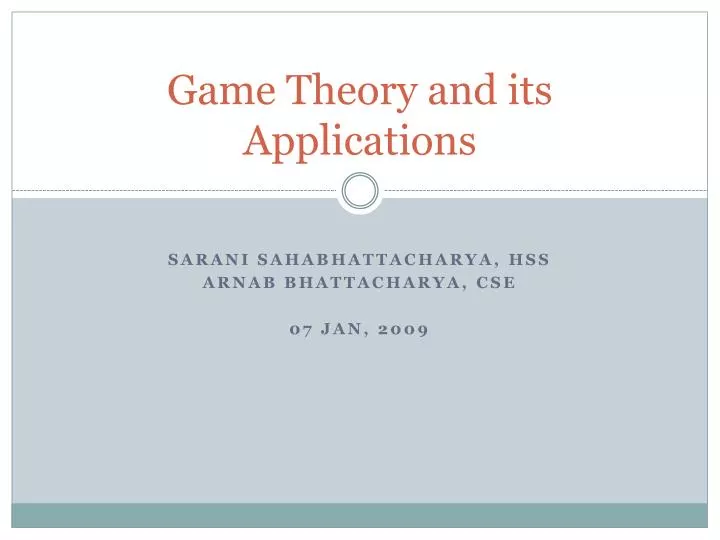 game theory and its applications