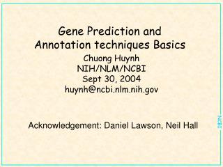 Gene Prediction and Annotation techniques Basics
