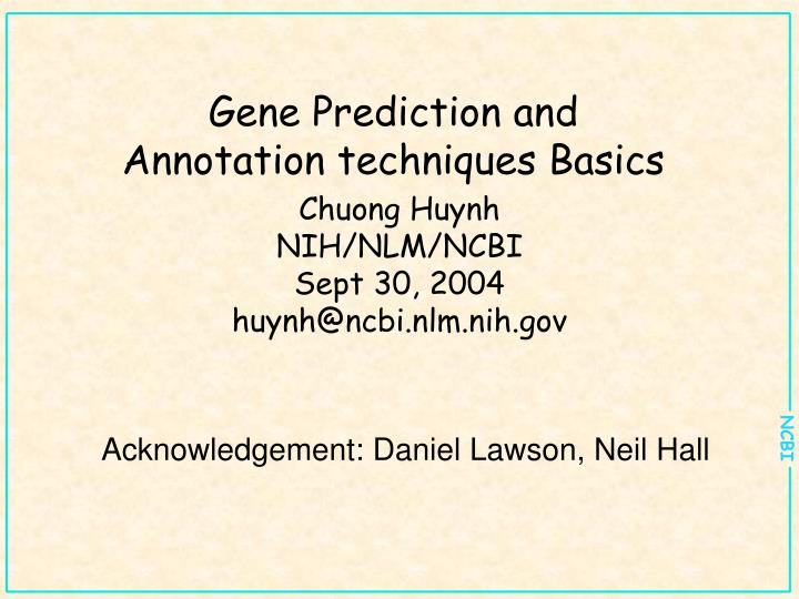 gene prediction and annotation techniques basics