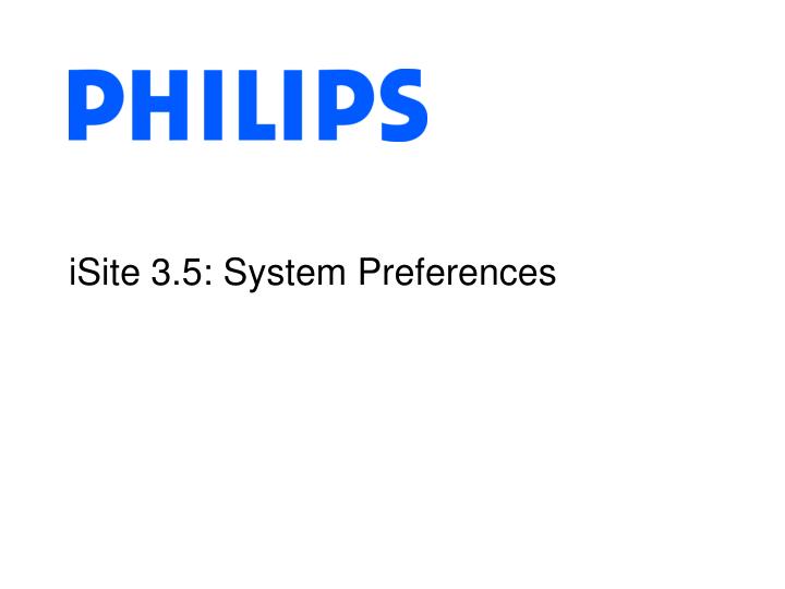 isite 3 5 system preferences