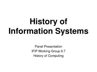 History of Information Systems