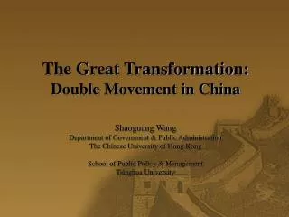 The Great Transformation: Double Movement in China