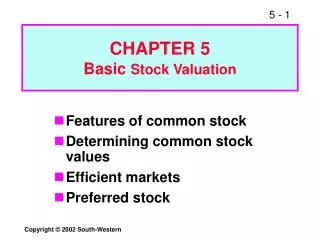 CHAPTER 5 Basic Stock Valuation