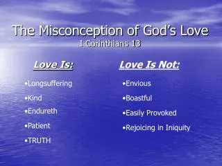 The Misconception of God’s Love I Corinthians 13