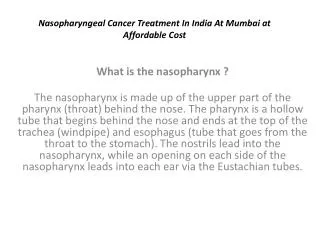 nasopharyngeal cancer treatment in india at mumbai at afford