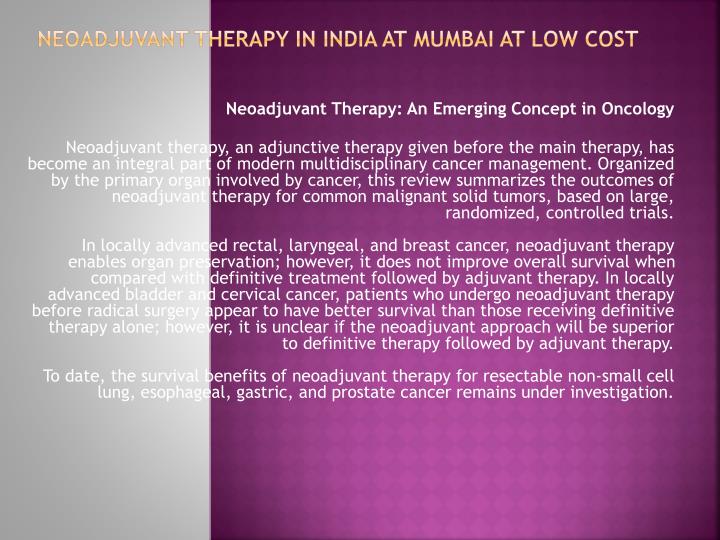 neoadjuvant therapy in india at mumbai at low cost