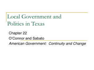 Local Government and Politics in Texas