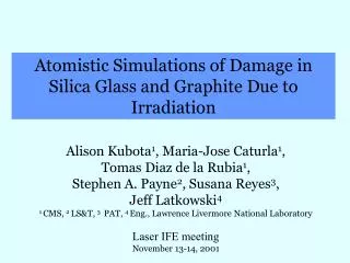 Atomistic Simulations of Damage in Silica Glass and Graphite Due to Irradiation