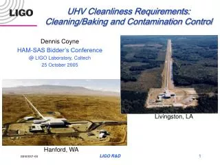 UHV Cleanliness Requirements: Cleaning/Baking and Contamination Control