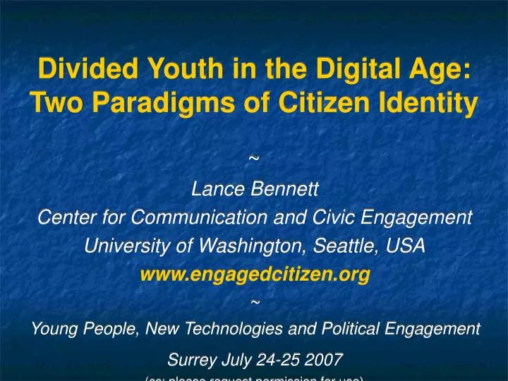 divided youth in the digital age two paradigms of citizen identity