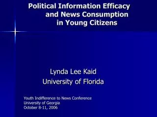 Political Information Efficacy 	and News Consumption 	in Young Citizens