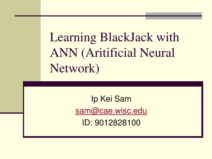 learning blackjack with ann aritificial neural network