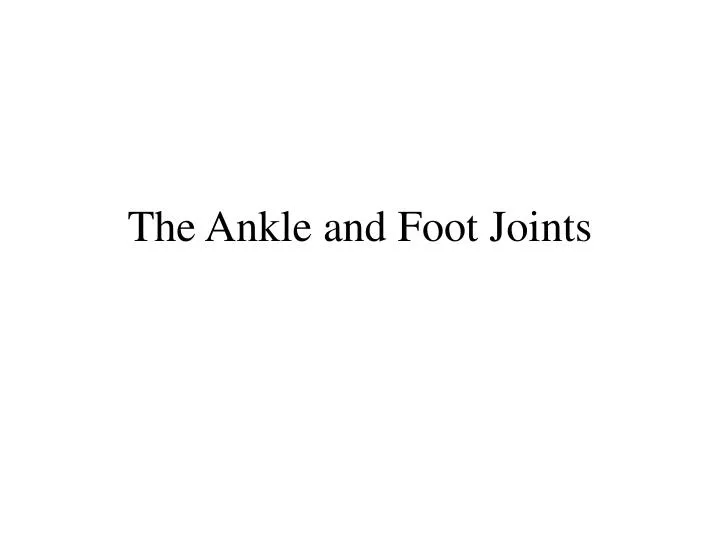 the ankle and foot joints