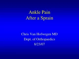 Ankle Pain After a Sprain