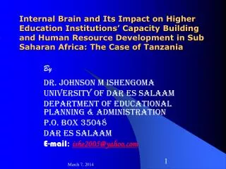 Internal Brain and Its Impact on Higher Education Institutions’ Capacity Building and Human Resource Development in Sub