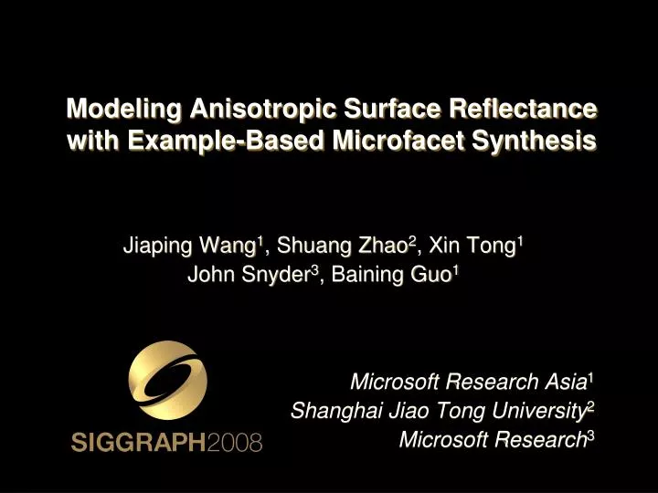 modeling anisotropic surface reflectance with example based microfacet synthesis