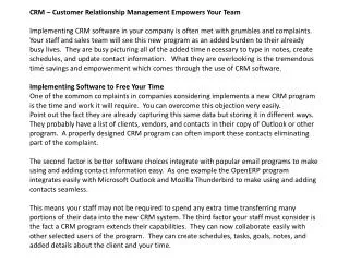 crm - customer relationship management empowers your team