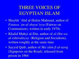 THREE VOICES OF EGYPTIAN ISLAM