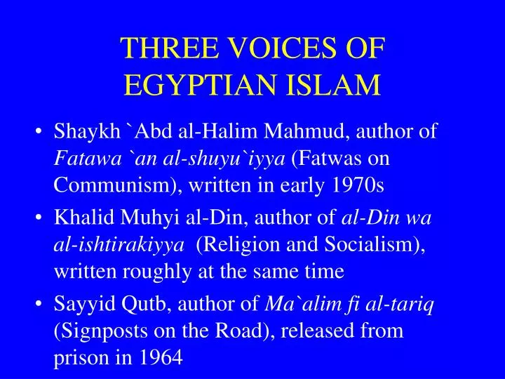 three voices of egyptian islam