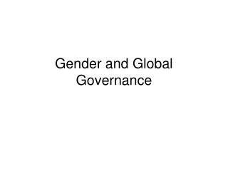 Gender and Global Governance