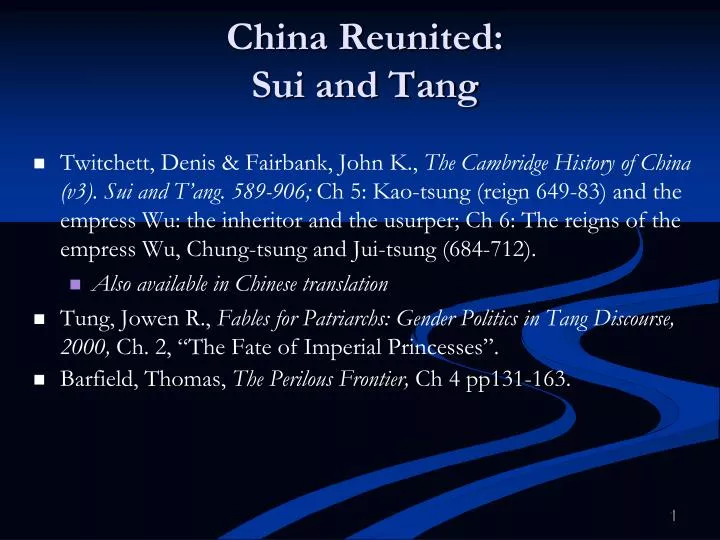 china reunited sui and tang