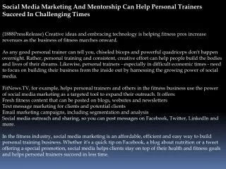 social media marketing and mentorship can help personal trai