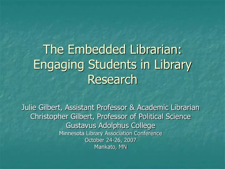 the embedded librarian engaging students in library research