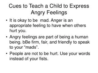 Cues to Teach a Child to Express Angry Feelings