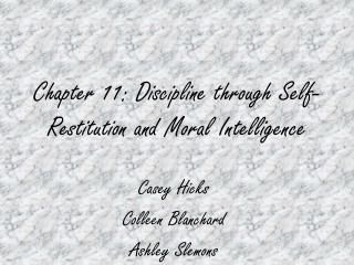 Chapter 11: Discipline through Self-Restitution and Moral Intelligence