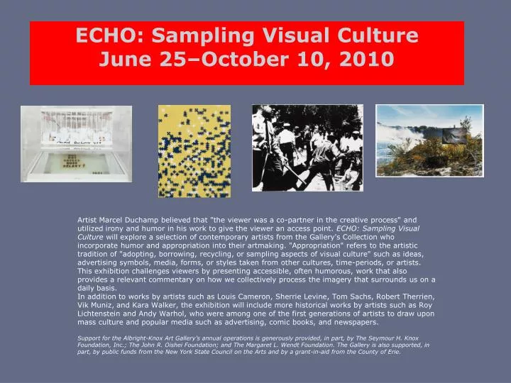 echo sampling visual culture june 25 october 10 2010