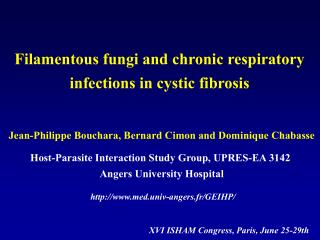 Filamentous fungi and chronic respiratory infections in cystic fibrosis
