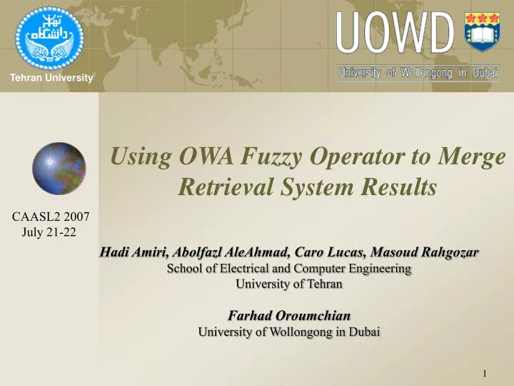 using owa fuzzy operator to merge retrieval system results