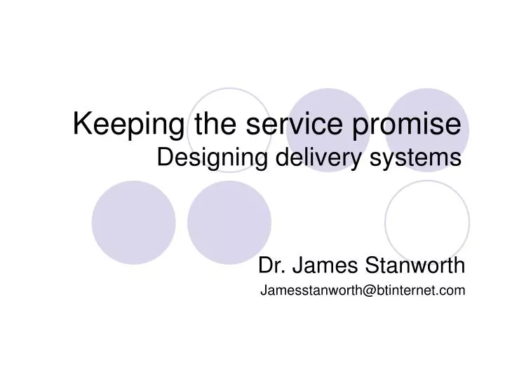 keeping the service promise designing delivery systems