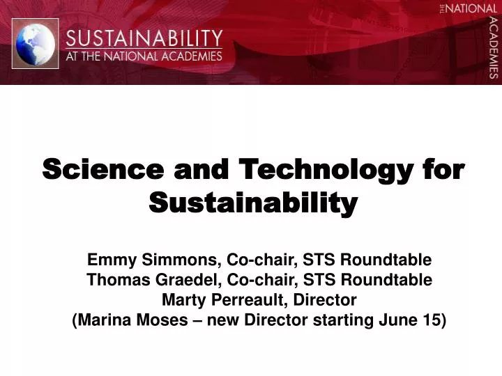 science and technology for sustainability