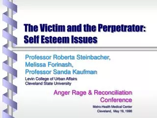 The Victim and the Perpetrator: Self Esteem Issues