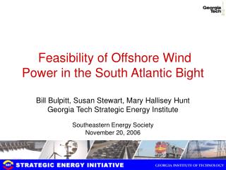 Feasibility of Offshore Wind Power in the South Atlantic Bight
