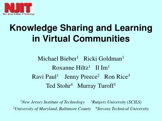 Knowledge Sharing and Learning in Virtual Communities