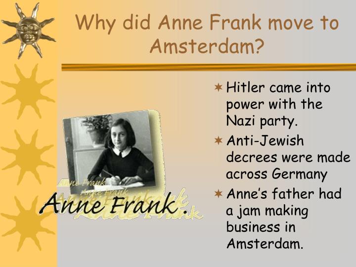 why did anne frank move to amsterdam