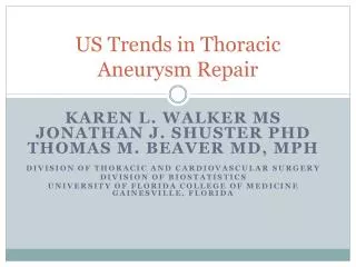 US Trends in Thoracic Aneurysm Repair