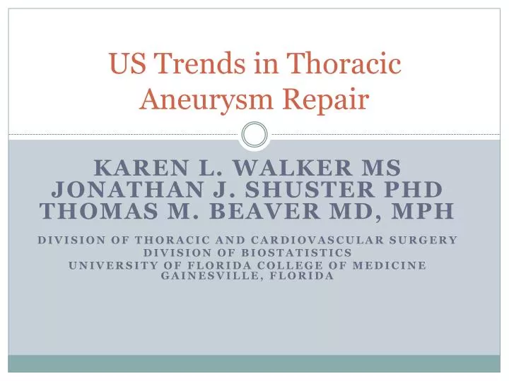 us trends in thoracic aneurysm repair