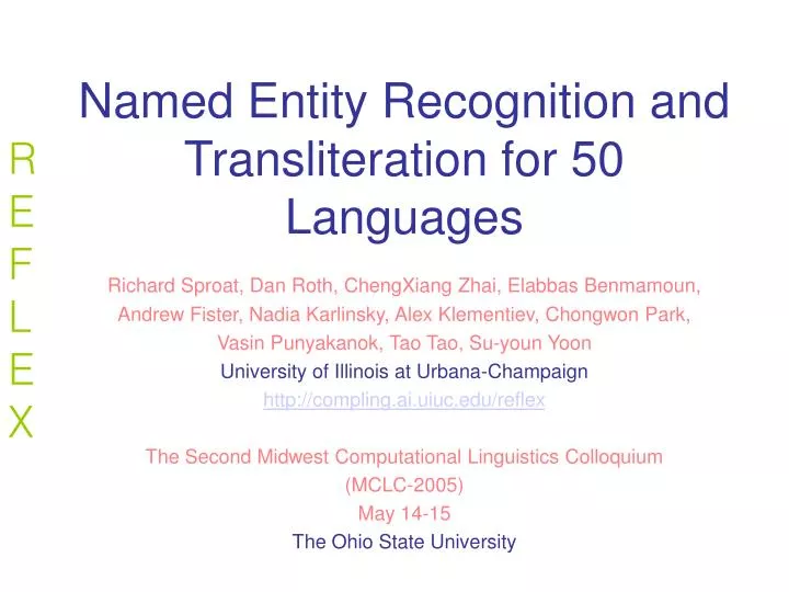 named entity recognition and transliteration for 50 languages